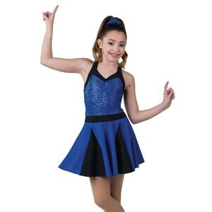 Dance Costume AWCT  24267 Large Child Blue Dress Jazz Tap Musical Theater Sequin